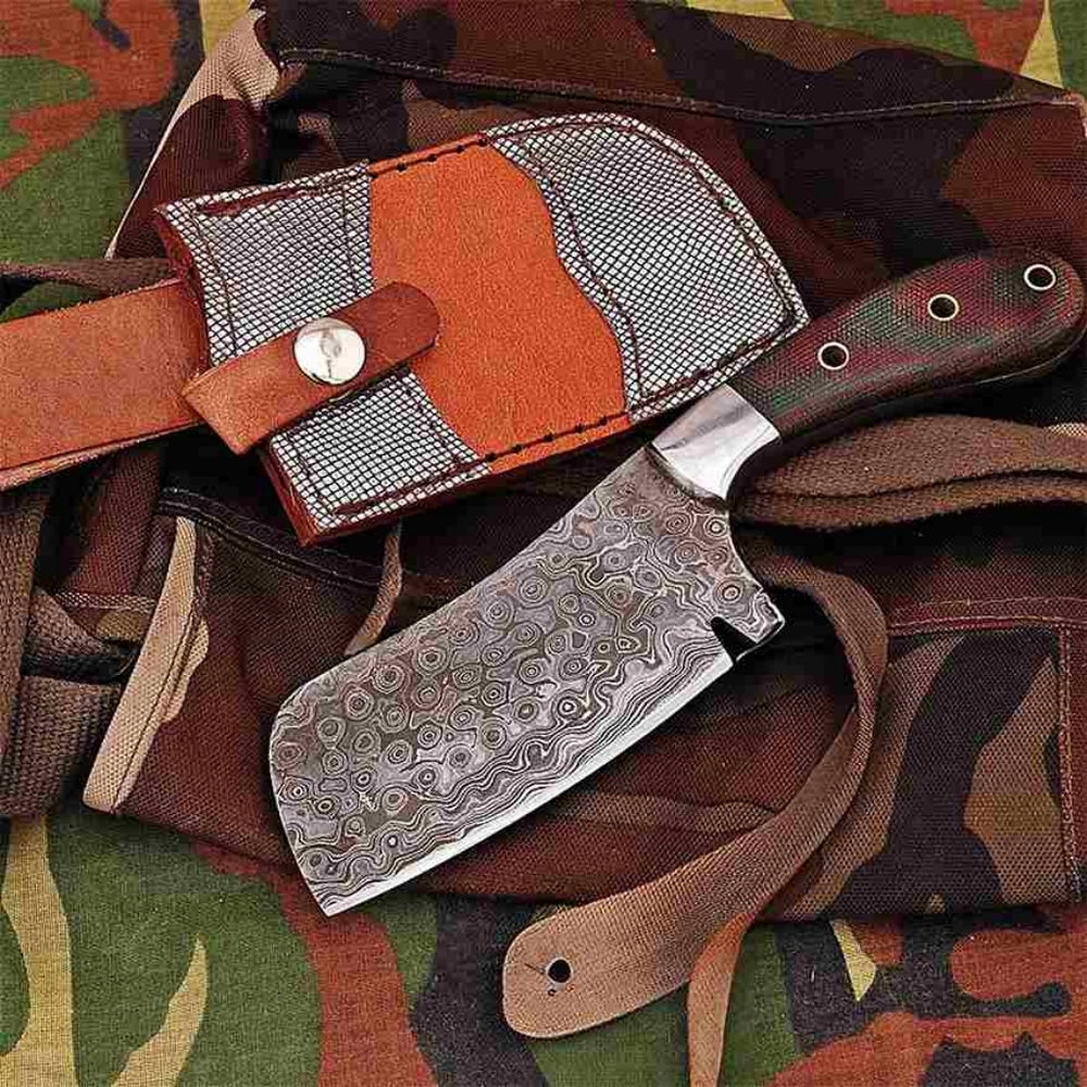 Handmade Damascus Chef Knife with Rose Wood Handle And Rain Drop Pattern NEW